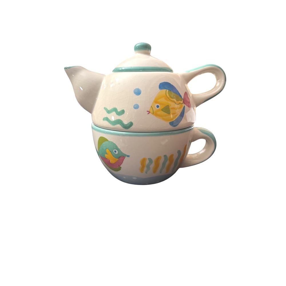 Studio Nova Barrier Reef Tea For‎ One Set Tropical Fish Ceramic Teapot Cup KT379